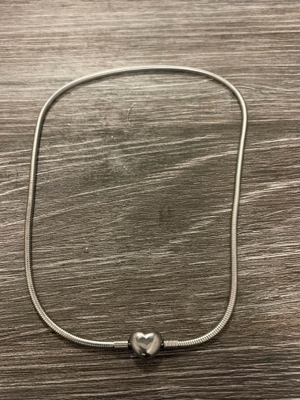 SHEIN Silver Heart Bead Snake Chain Necklace